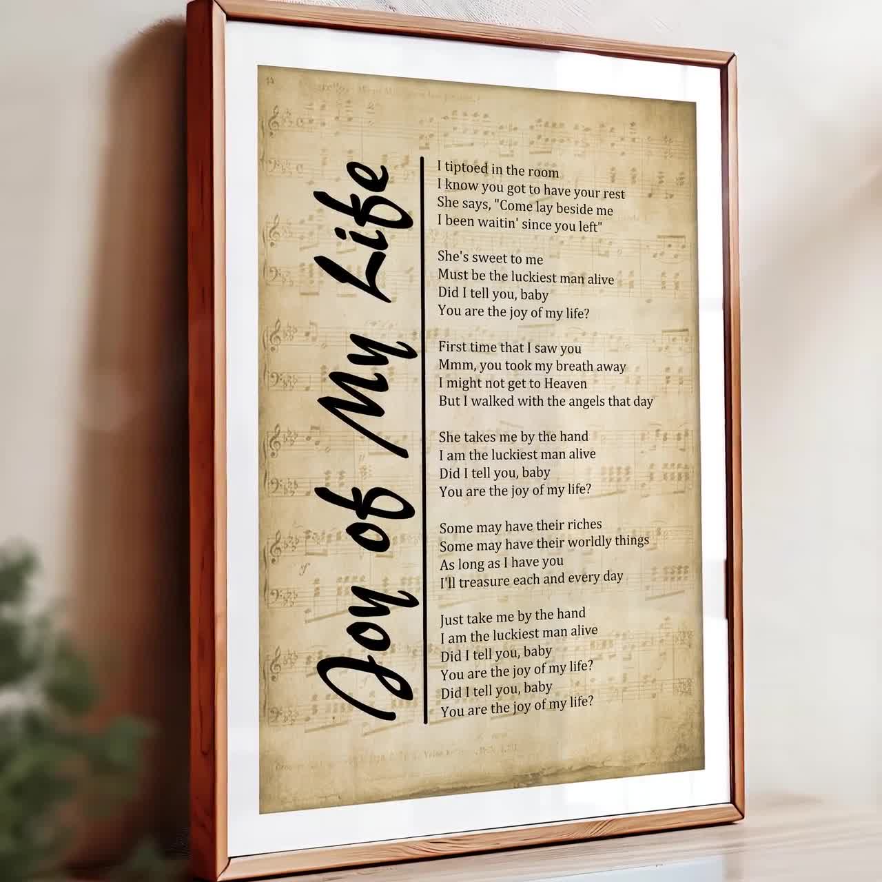 Joy of My Life Lyrics Print: Sheet Music Wall Art - Etsy