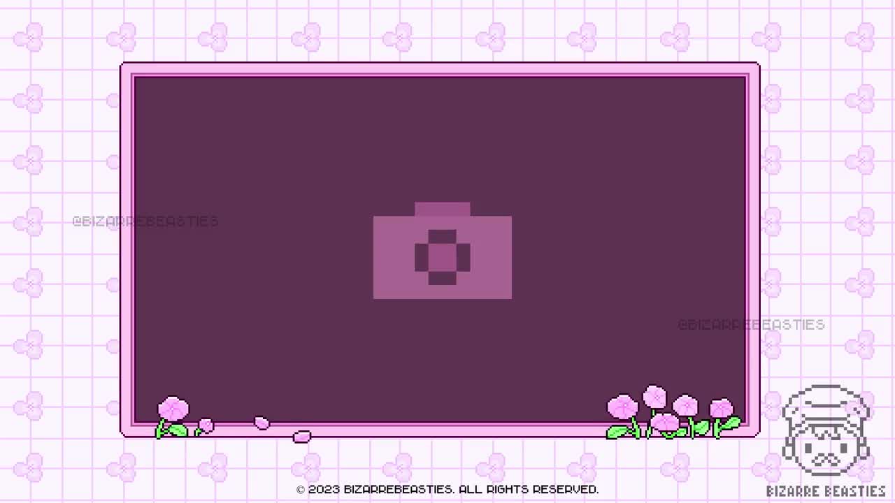 Cute Animated Webcam Overlay ~ 8bit Pixel Art All-in-one (GIF, Png, Mov)  Twitch Overlays for Streamers ~ Blue Flowers Pixel Cam