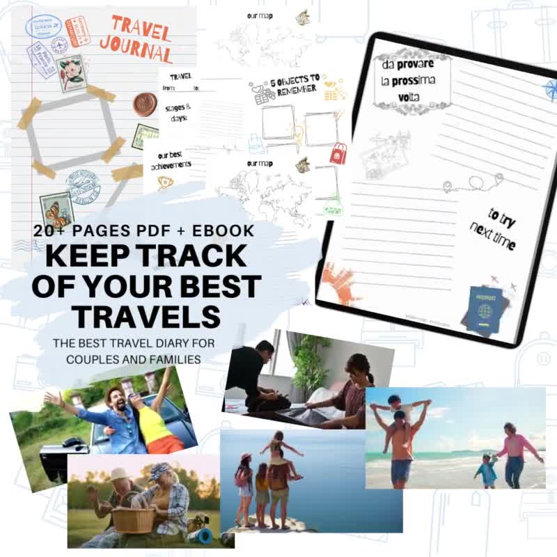 Travel Journal for Couples & Families, Travel Scrapbook, Holiday