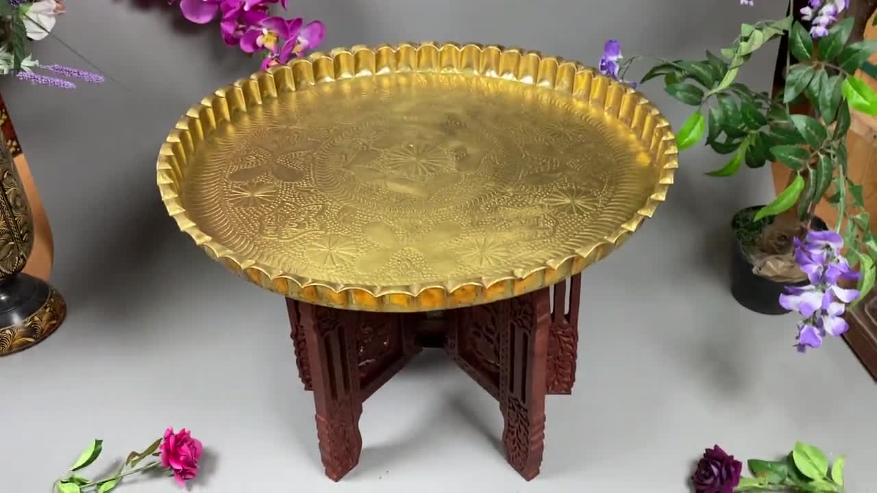 Egyptian Moroccan Vintage India Table Stand Folding Table Base Carved  Wooden Oriental Coffee Tea Table Selectable in 6 Sizes -  Israel