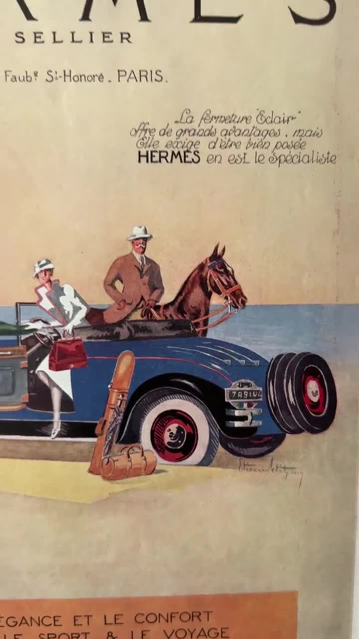 希少な1920年代のヴィンテージエルメスのスポーツと旅行の広告ポスター