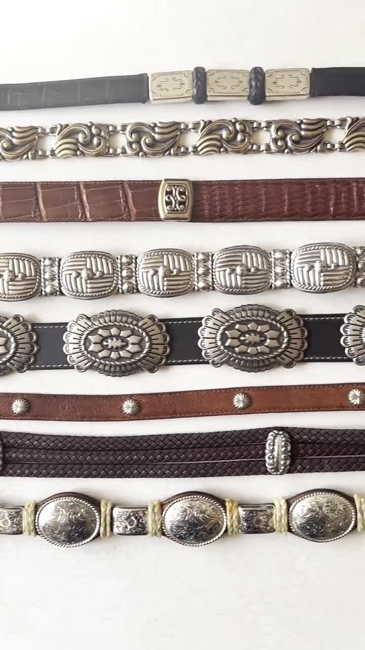 Brighton Belt Silver concho brown black croc Vintage SCROLL DOWN Read measures video poster