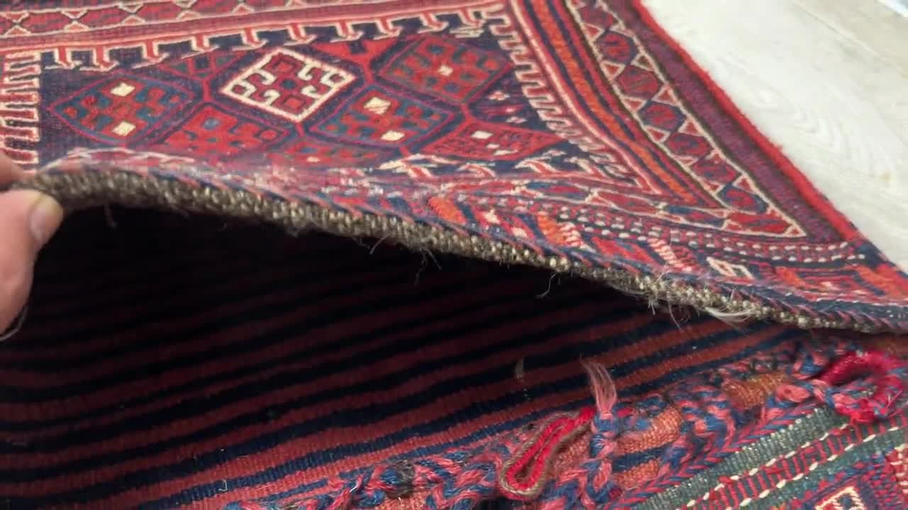 88 x 54 cm Antico oriente Belotsch Tappeto cuscino seduta nomade Cuscino  Borsa doppia Bisaccia Khorjin Torba Belochistan Afghanistan No: 101 -   Italia