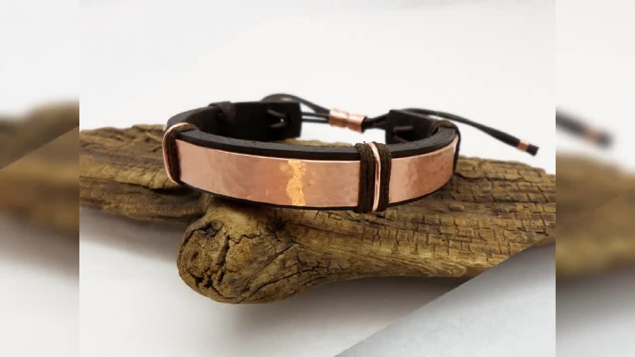 Braided Leather Bracelet, Men's Valentines, Leather Bracelet Men, Copper  Bracelet Men, 3rd and 7th Anniversary, Gift, Coletaylordesigns 