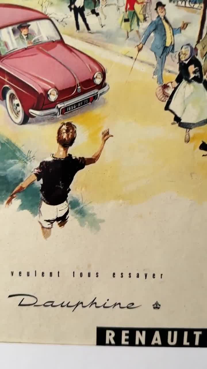 Original 1950s Vintage Renault Advertisement Print: French Car