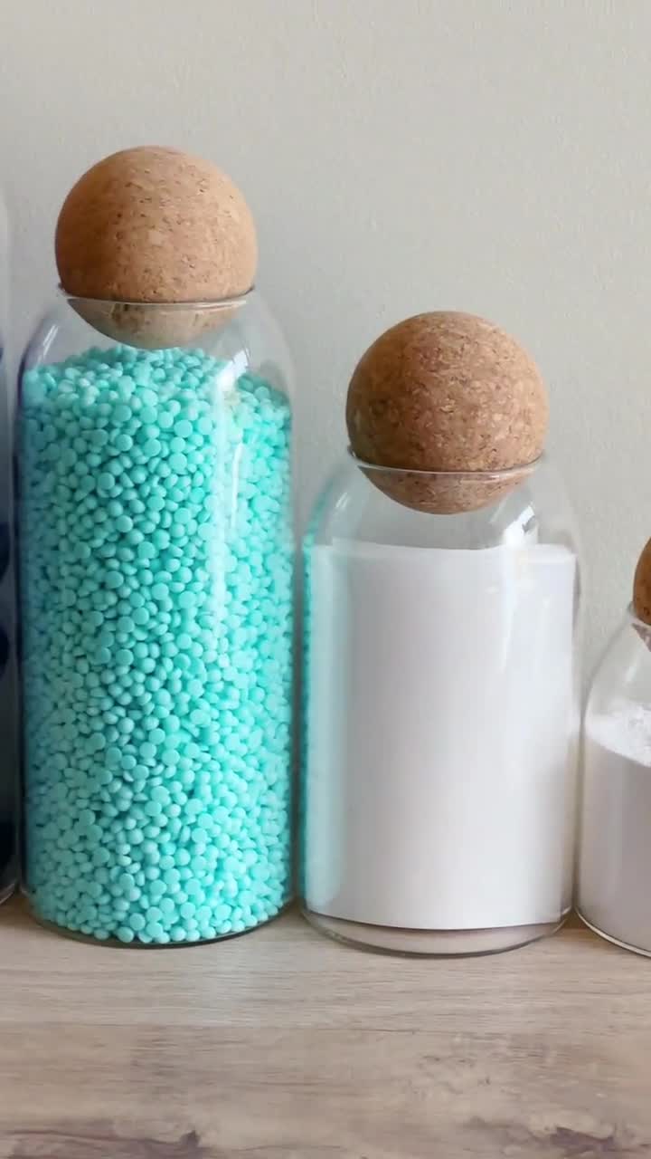 Cork Ball Glass Storage Jar With Optional Personalised White