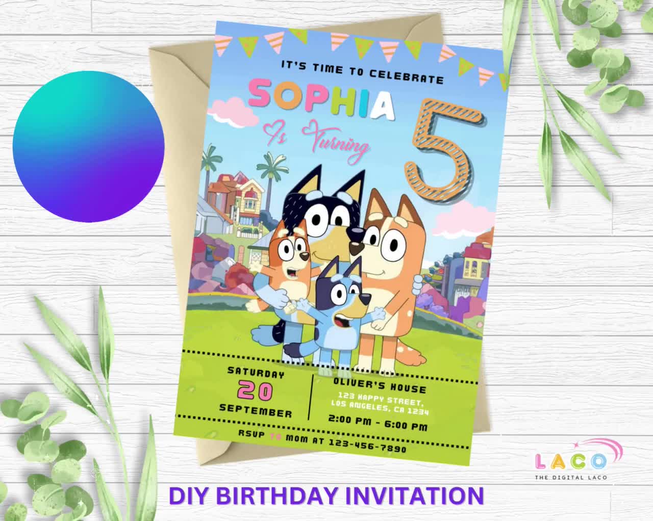 Girl BLUEY Birthday Party Invitation with or without Photo - Printed o –  BinvitedDesigns