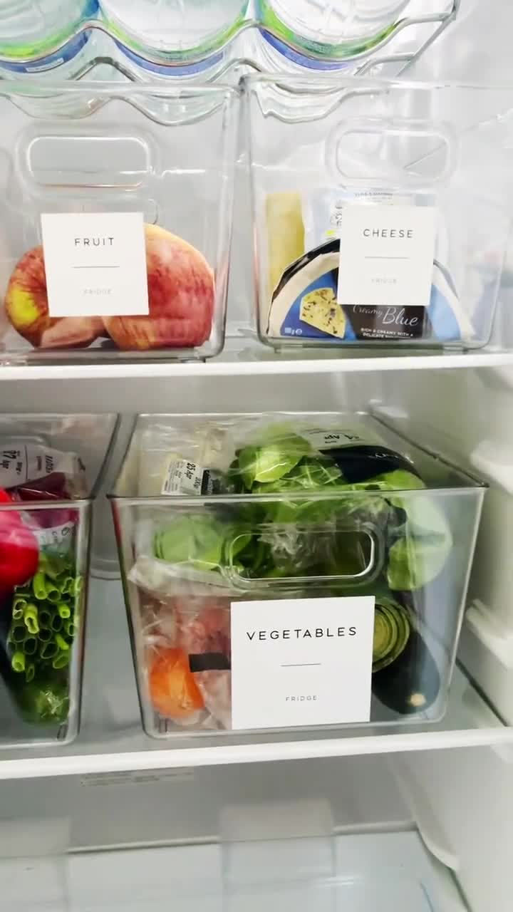 Reusable Fridge Storage Container With White Personalised Waterproof  Minimalist Label Choices of Sizes Fridge Organisation Low Stock 