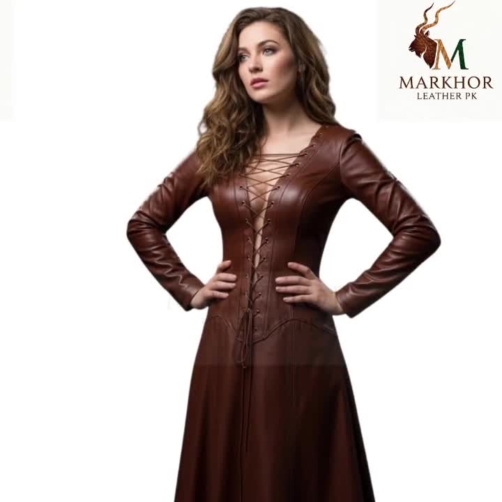 Handcrafted Steampunk Leather Corset Dress: Gothic Priestess Gown