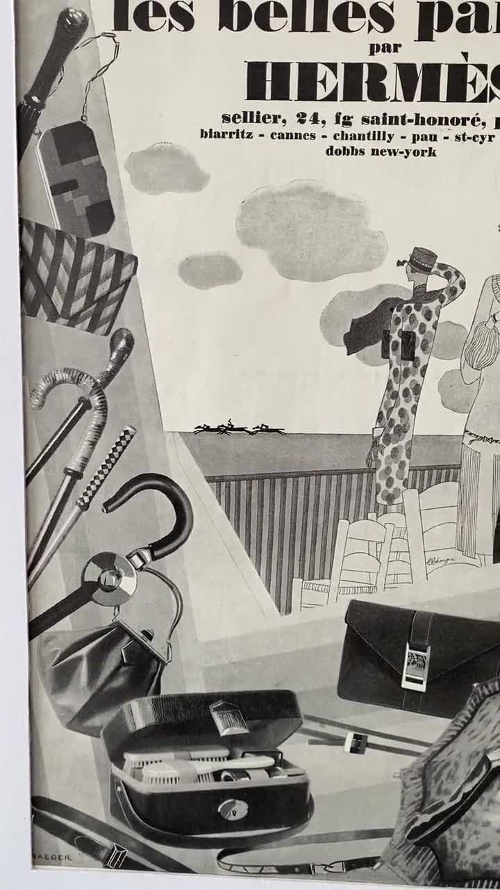 Original 1920s Vintage Hermes Travel Accessories Ad Print: Lux