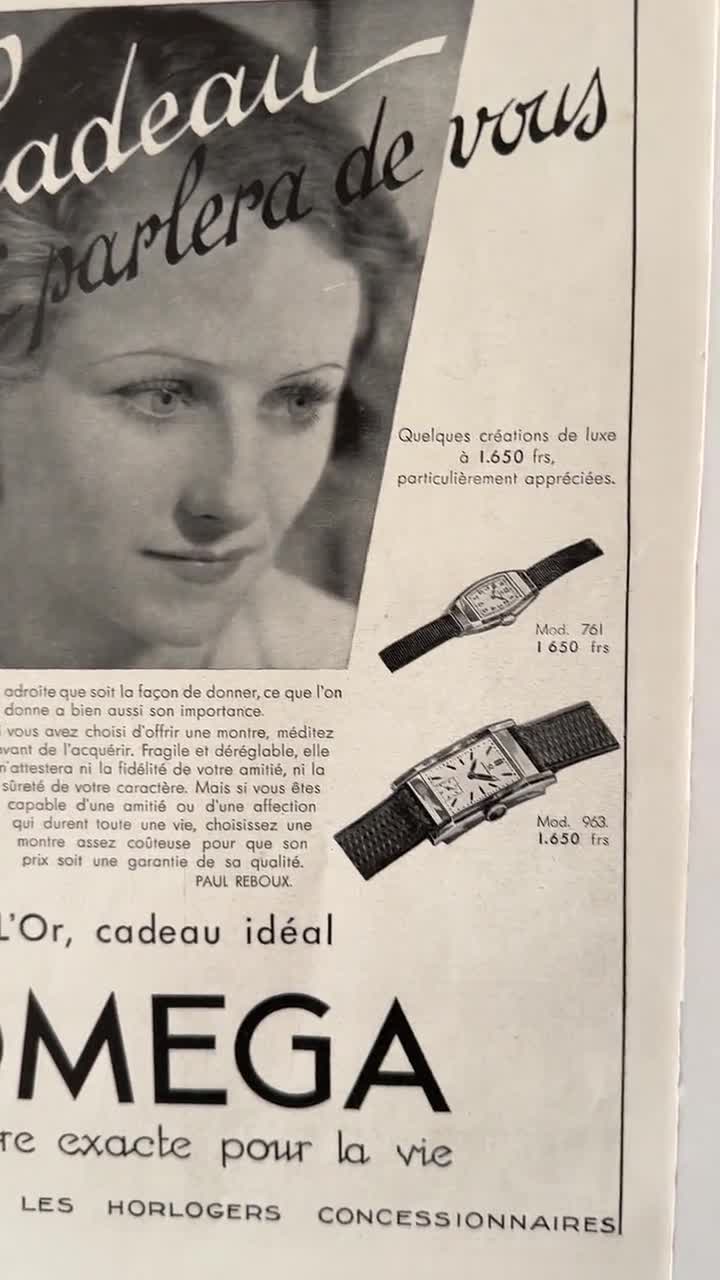 Original 1930s Vintage Omega Watch Ad Poster: Rare French Print
