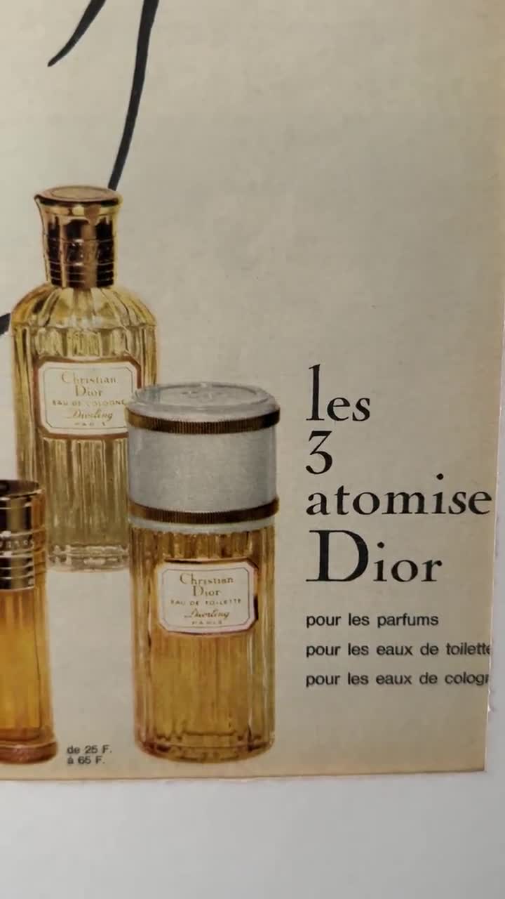 Original 1960s Vintage Dior Perfume Ad Print by Rene Gruau: Paris