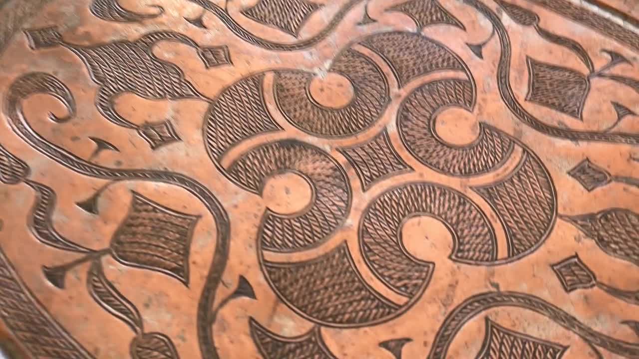 Antique Orient Islamic Hammer Engraved Copper Table Tea Tray