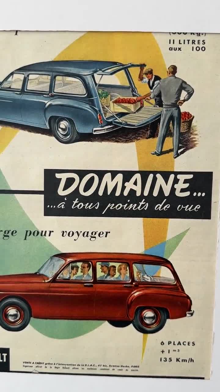 1950年代のヴィンテージルノー車広告ポスター（オリジナル）：ミッド