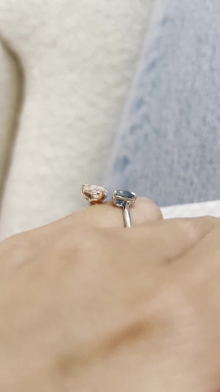 Uloveido 2 toni rosa cuore CZ cristallo anello cavo per ragazze