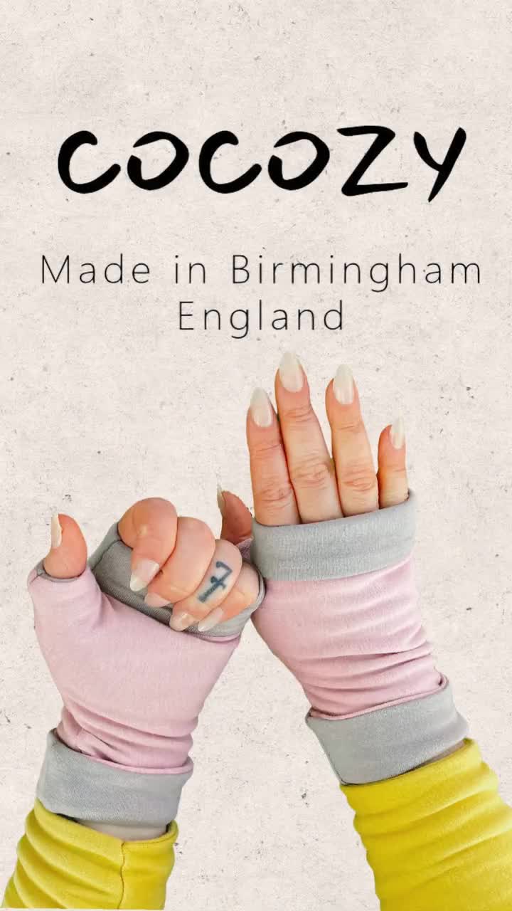 Fingerless Mittens- Gloves, in Reversible 100% Organic Soft
