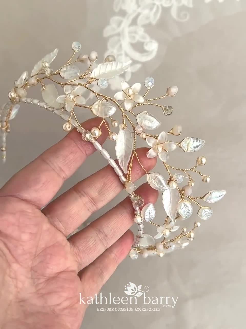 Short hair wedding headband leaf style bridal hair accessories online –  Kathleen Barry Bespoke Occasion Accessories