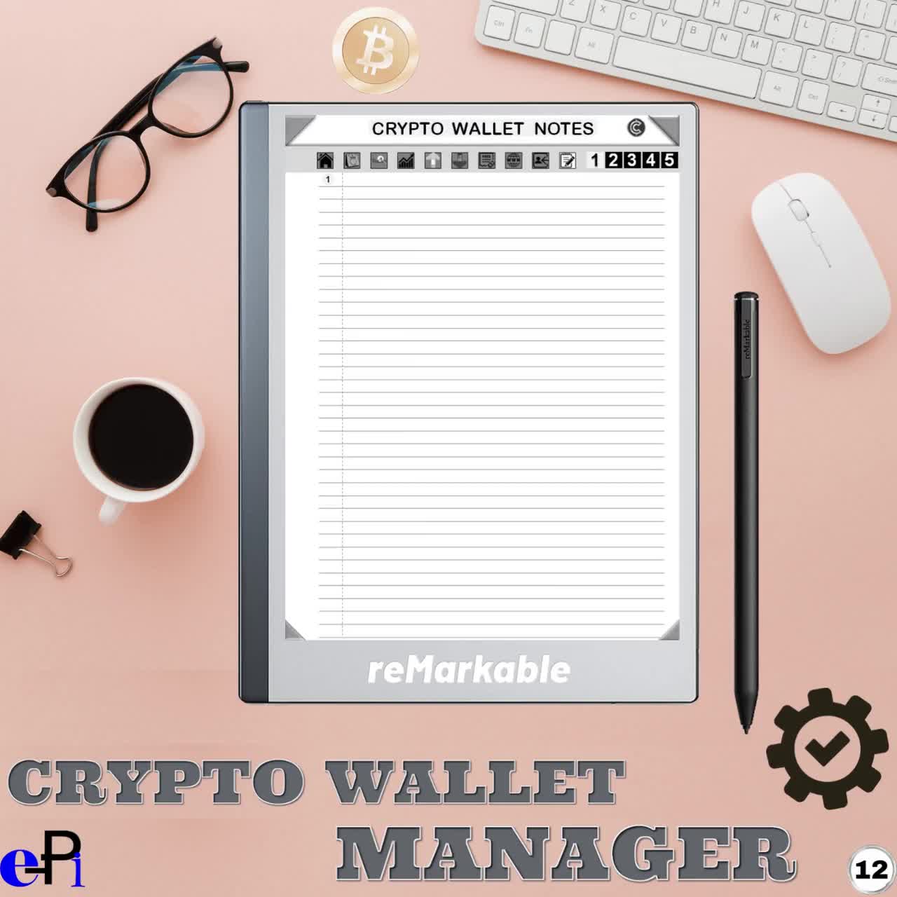 Crypto Wallet manager |Designed reMarkable|Cryptocurrency tracker|Business  Financial Planner| Wallet Cryptocoins | Bitcoin Trading Notebook