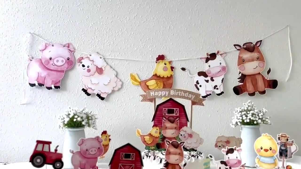 Farm Animals Birthday Banner Barnyard Animals Party Supplies Baby Shower |  Birthday Decorations for Farm Animals