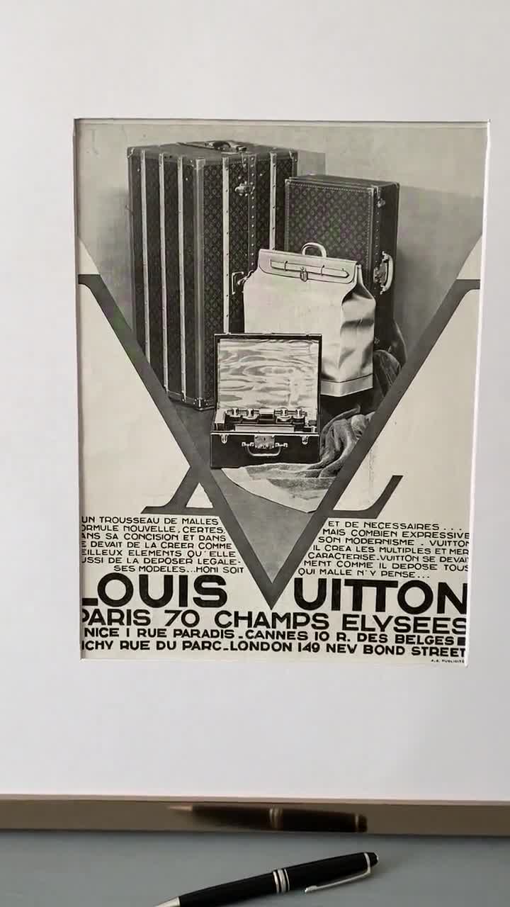 Original 1930s Vintage Louis Vuitton Luggage Ad Poster - Rare