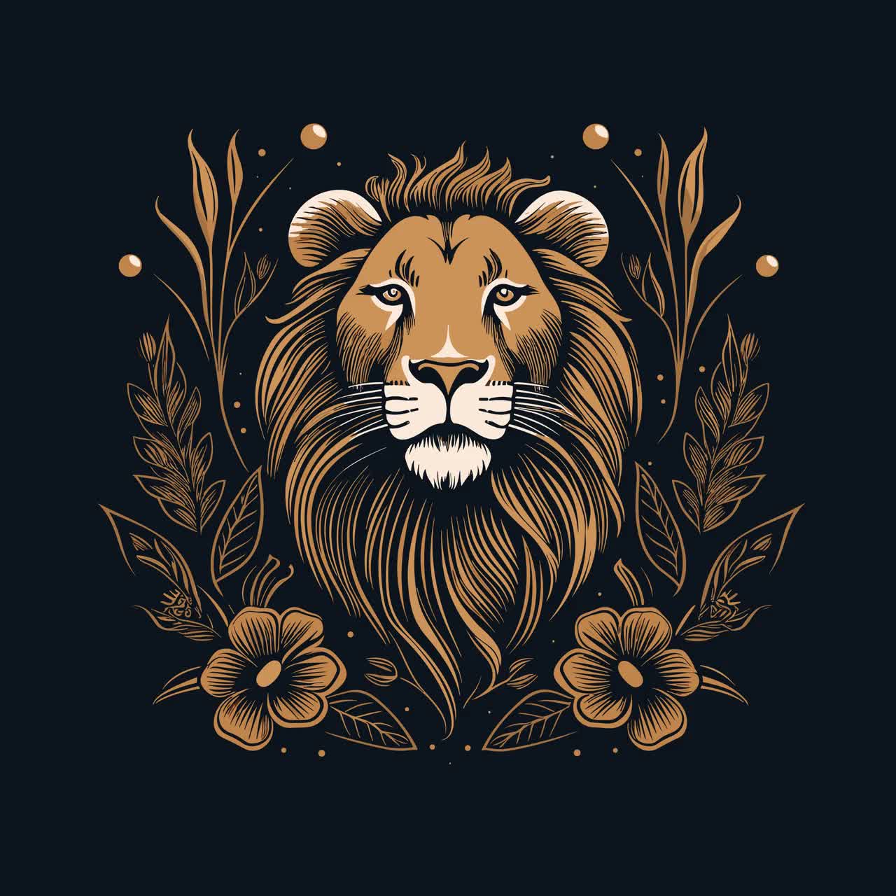 LEO様A2ゴールド&A4_3枚 Leo A3 Art Print - Midnight Blue - Zodiaque Moon