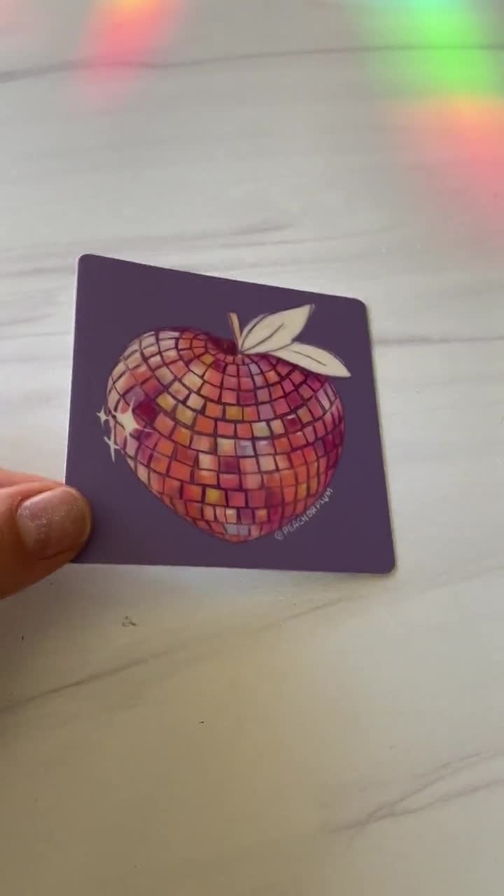 Peach Disco Ball Sticker - Square Purple Sticker - Atlanta ATL Georgia  Peach Bumper Sticker