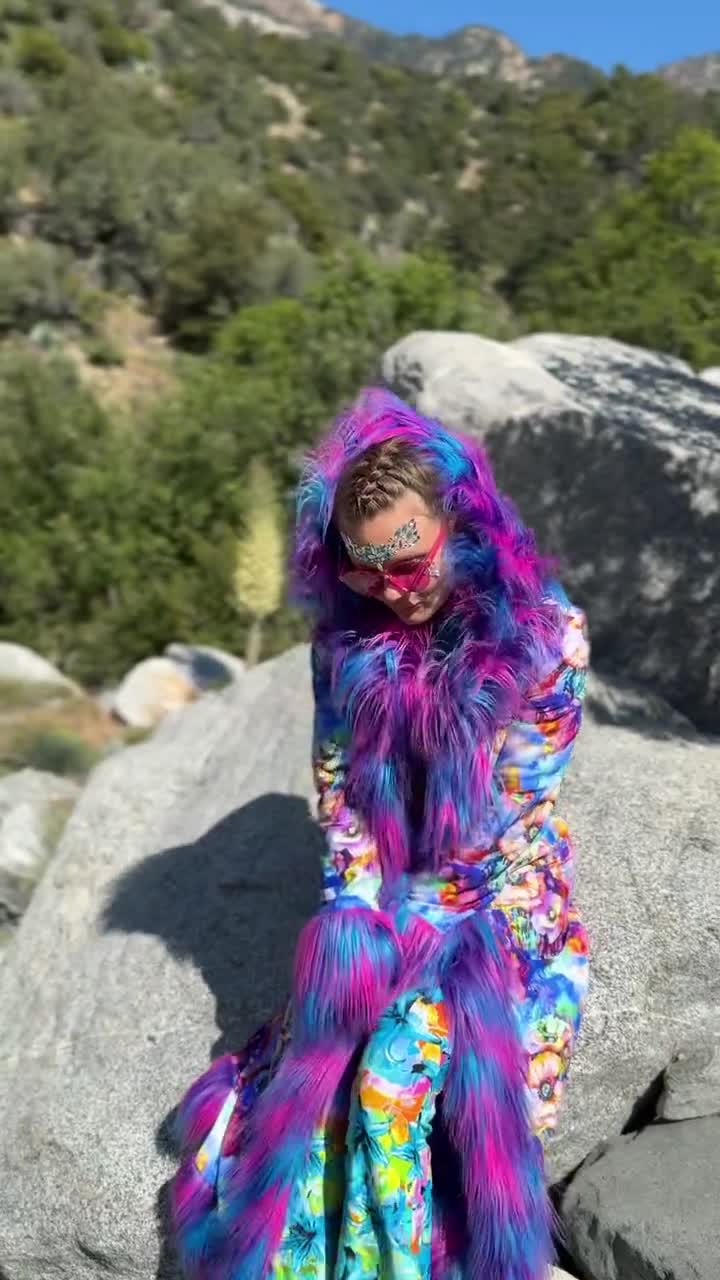 ELECTRIC DAISY Faux Fur Coat | Burning Man Costumes | Burning Man