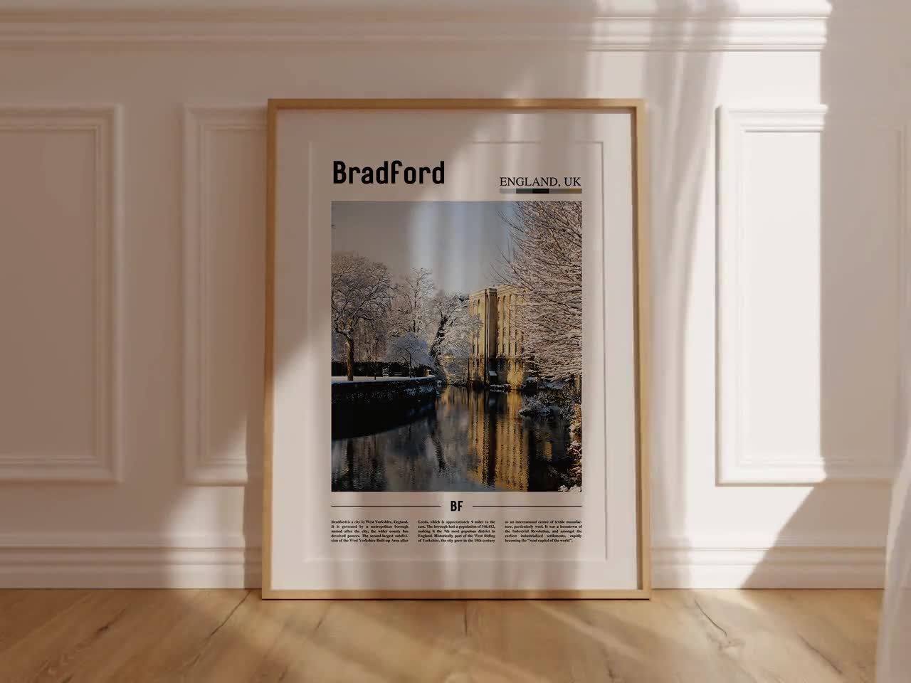 Bradford Print, Bradford Poster, Bradford Wall Art, Minimal Travel Print,  Minimal City Poster, Travel Destination, Oil Painting Poster