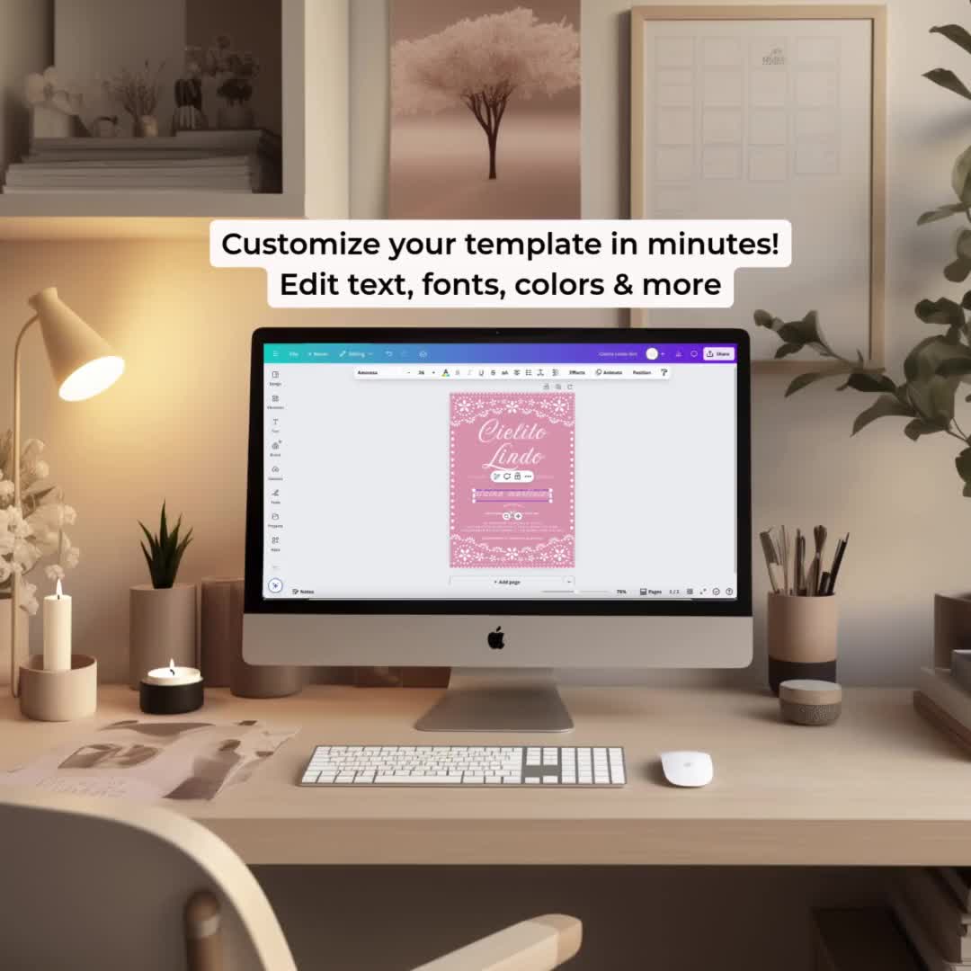 Cielito Lindo Girl Baby Shower Welcome Sign, Papel Picado Watercolor Baby Sign, Editable Mexican Fiesta Shower Decor, Baby Shower Printable video poster