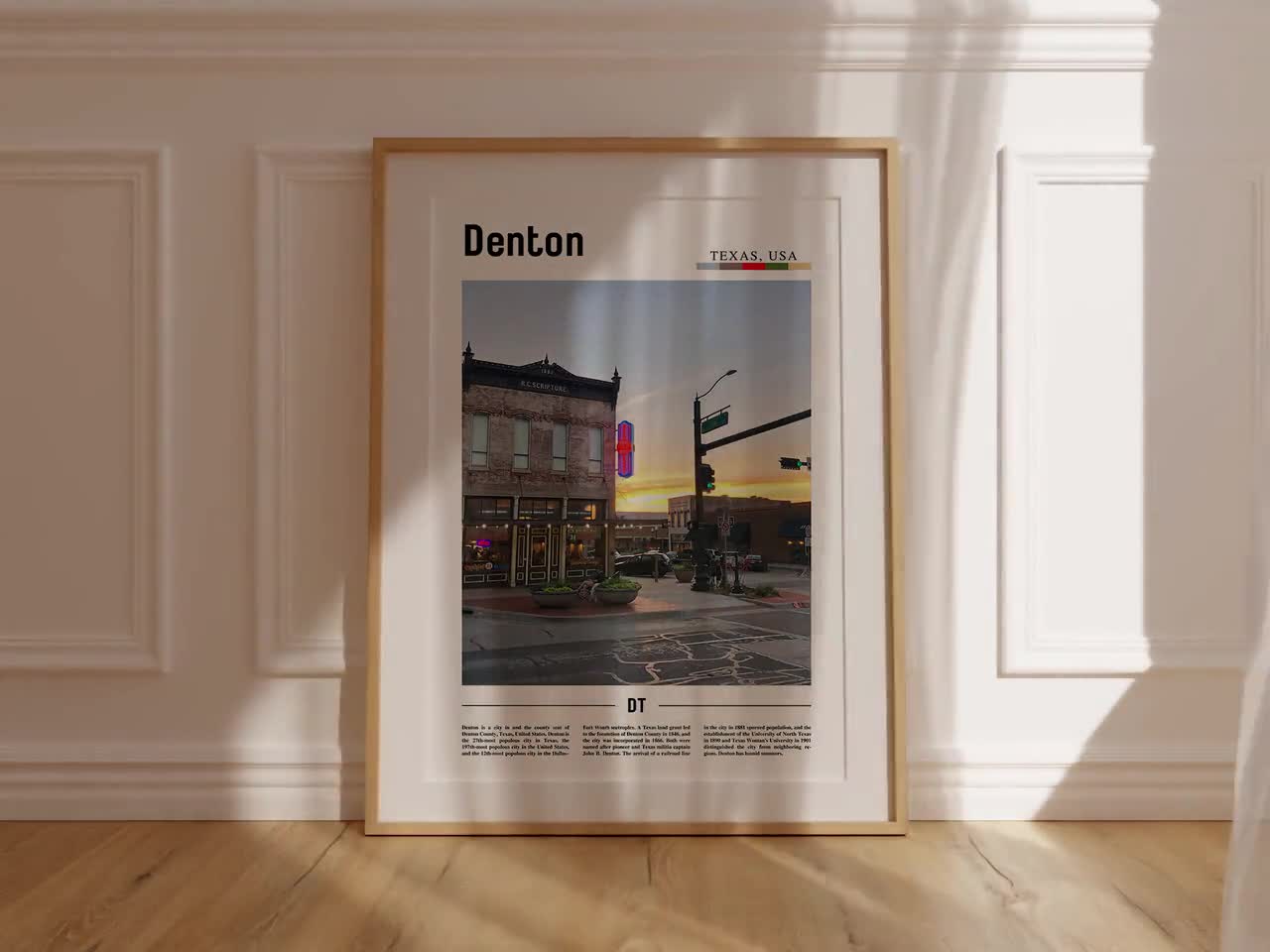 Denton Print, Denton Poster, Denton Wall Art, Minimal Travel Print, Minimal  City Poster, Travel Destination, City Print, Oil Painting Poster