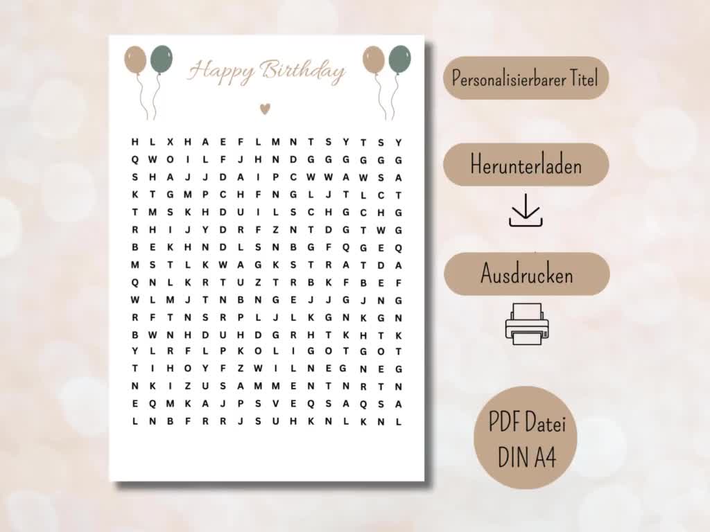 Personalizable voucher puzzle Personalized voucher Gift voucher template  Download printable PDF Birthday Surprise boho