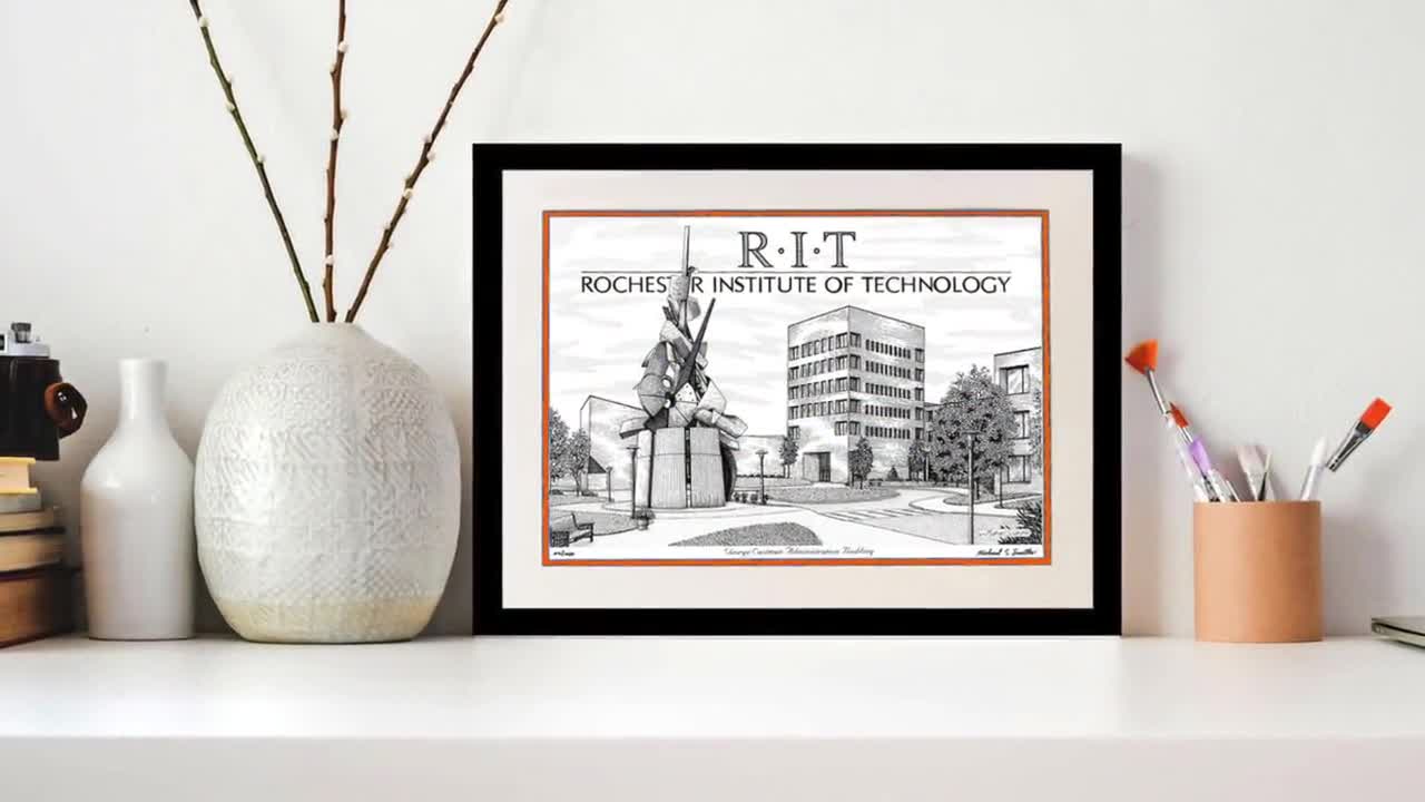 RIT Rochester Institute of Technology Hand Signed Wall Art Print, RIT  Alumni Graduation Gift, RIT Poster Art Sign 