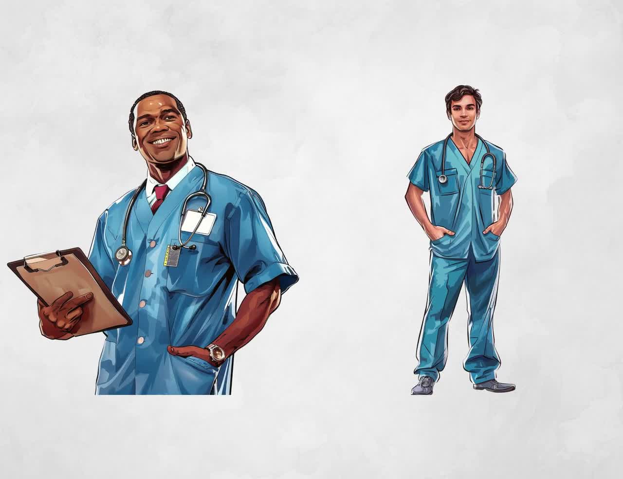 Enfermero masculino: Gráficos de atención médica, PNG transparente (descarga digital) video poster