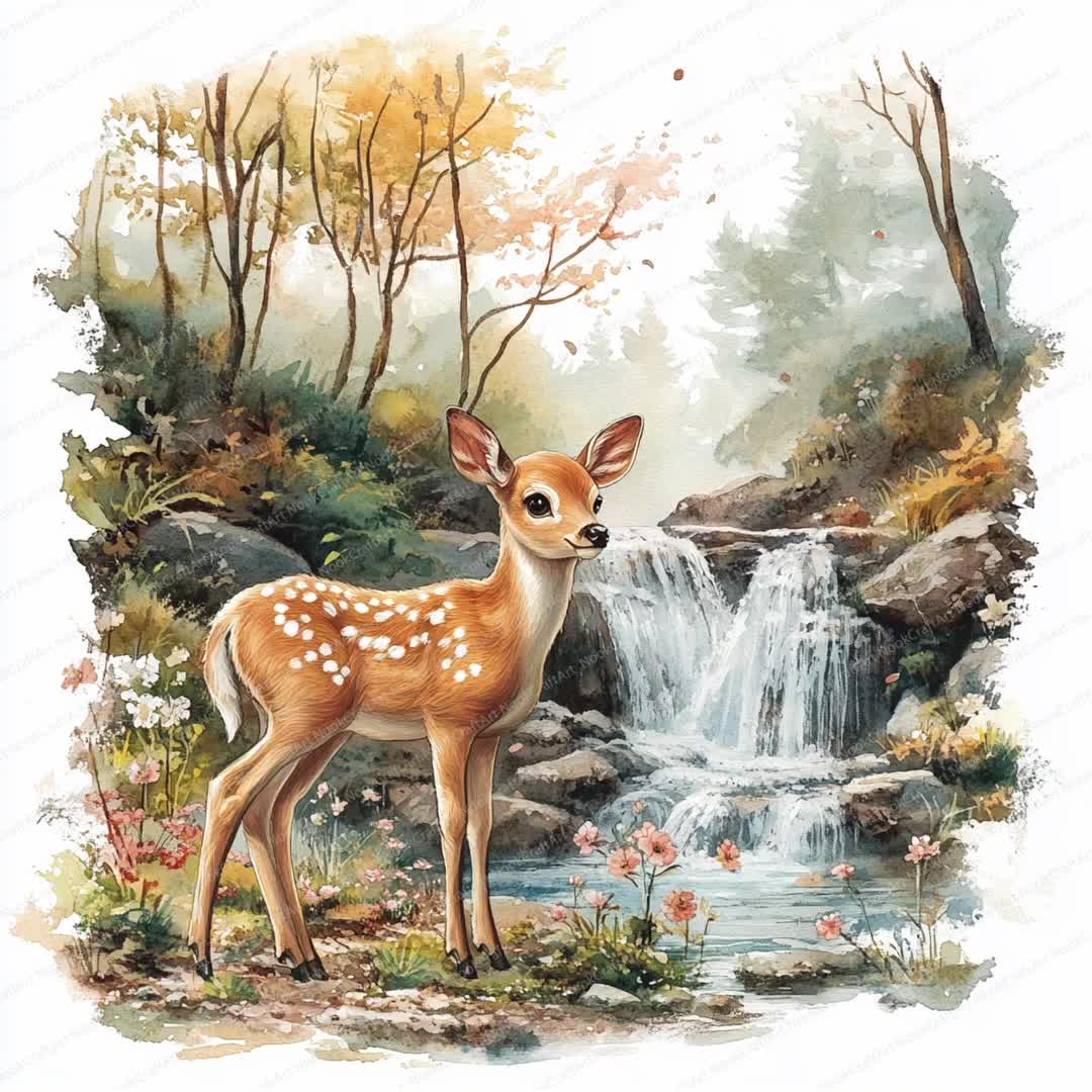 水彩画「鹿」 鹿」 by はまだ みわ｜Artmeter｜暮らしを彩るアートが、きっと見つかる