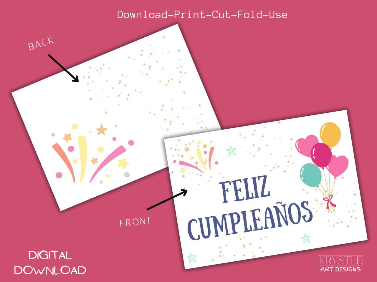 feliz cumpleaños printable card: spanish birthday (digital download)