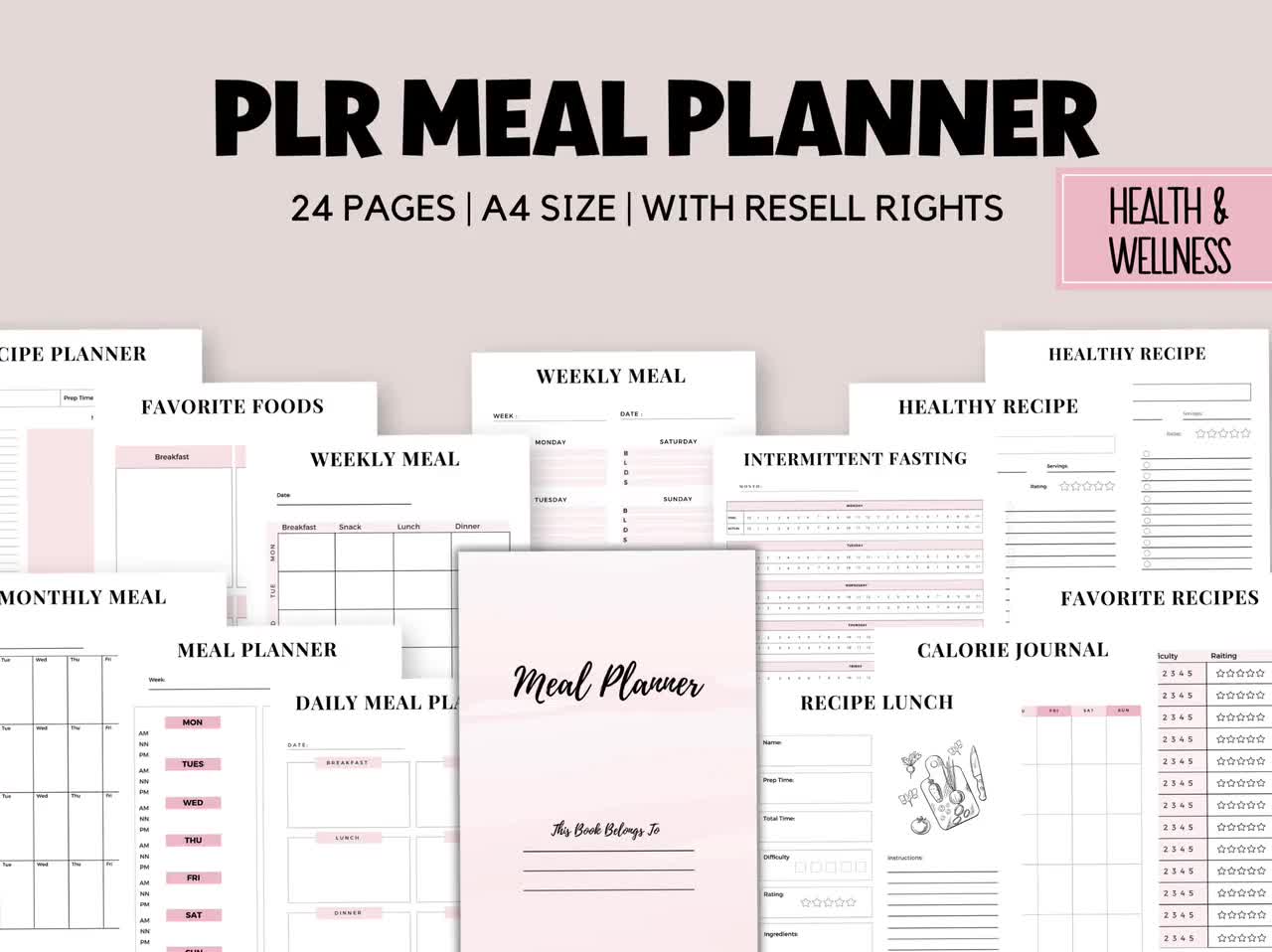 PLR Essensplaner, Canva Template mit Wiederverkaufsrechten (A4) video poster
