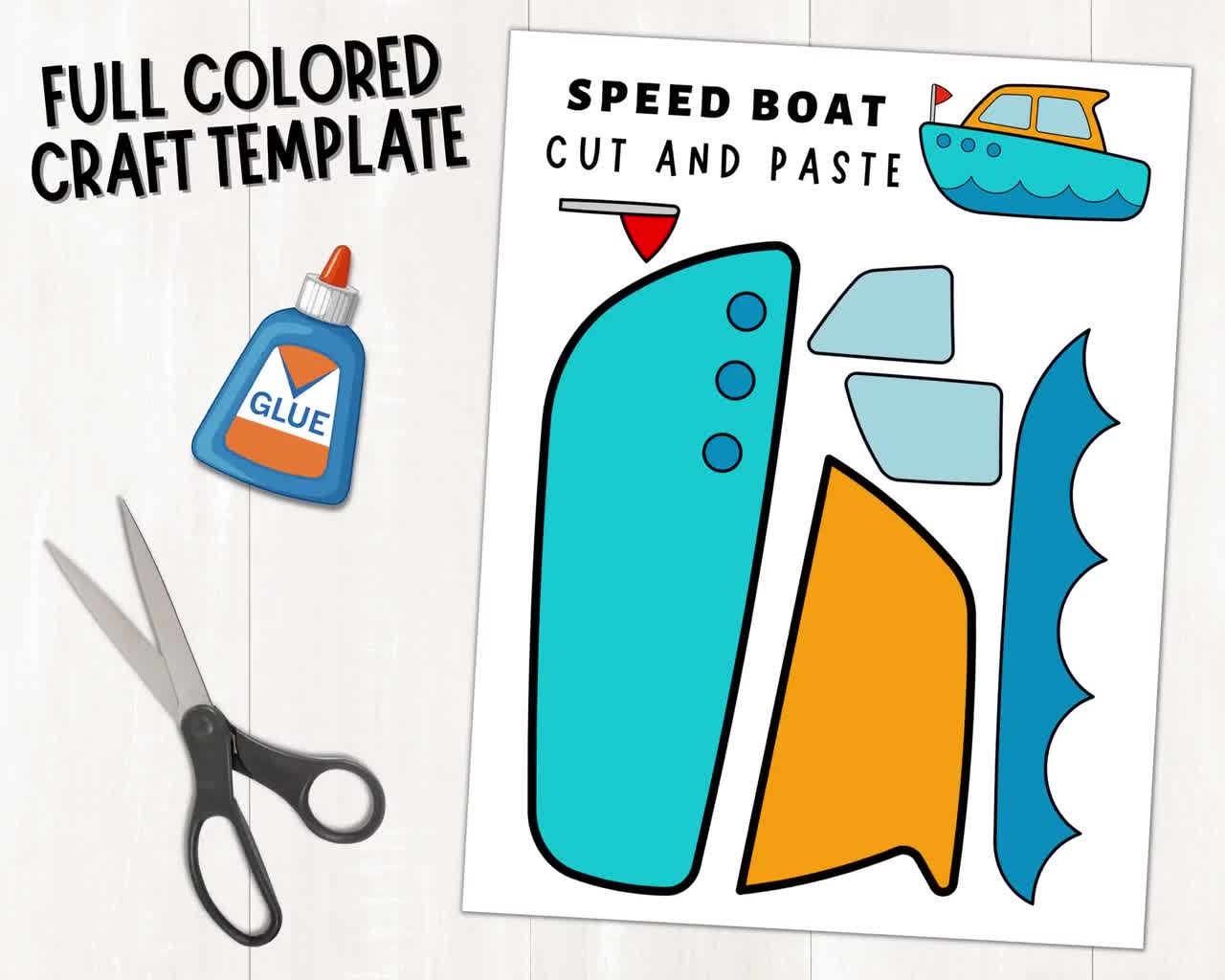 Printable Speedboat Craft Template Transportation Craft 