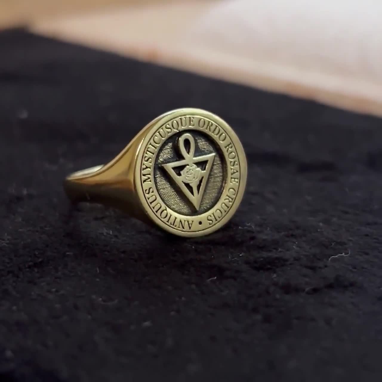 Spiritual Symbol of Ancient Ring, Silver Rosae Crucis Signet Ring
