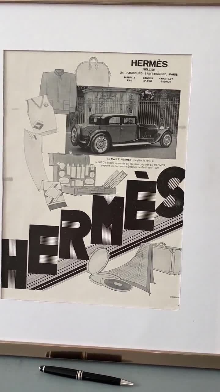 Original 1930s Vintage Hermes Advertisement Print: Car & Travel