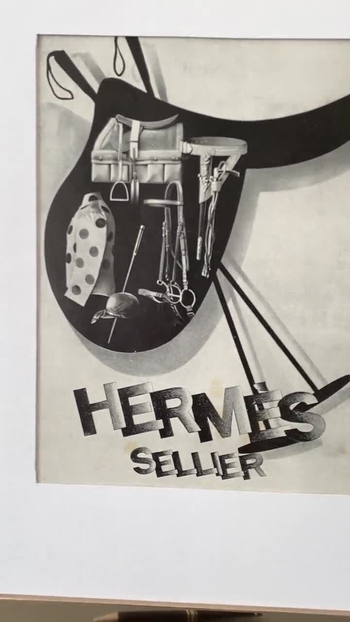 Authentic 1920s Vintage Hermes Ad Wall Art Poster: Art Deco Saddle