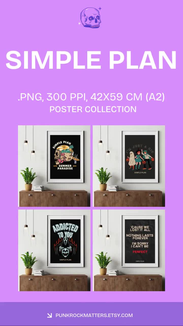 Simple Plan Poster, Skull Poster, Pop Punk Rock Band Wall Art