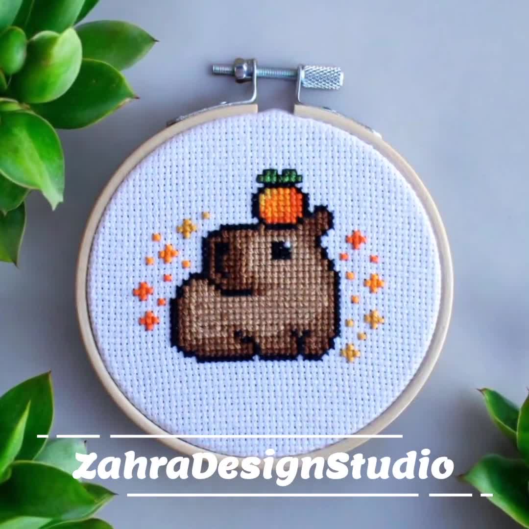 かぴばら様オーダーページ Mini Cross Stitch Pattern - Capybara Embroidery Design (PDF
