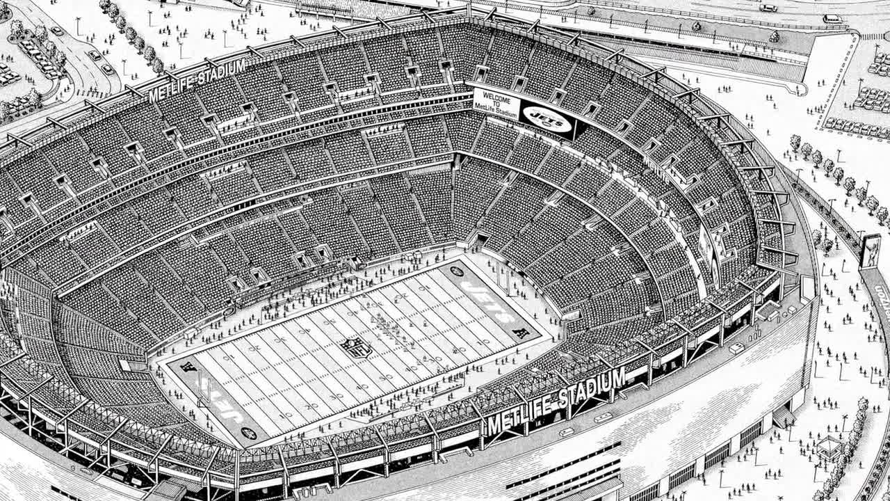 New York Jets Stadium, Old and New Aerial Photo Print Poster