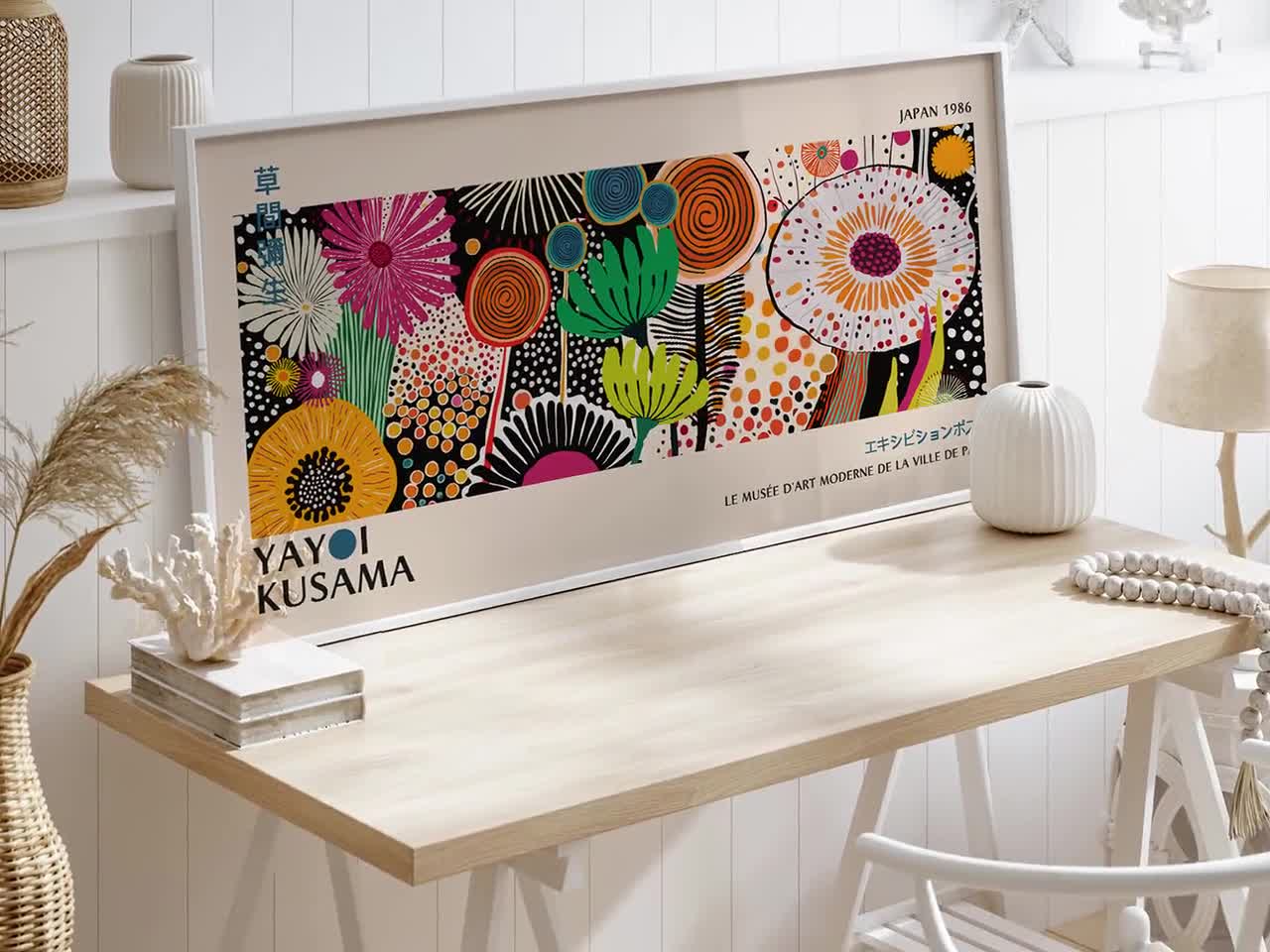 Yayoi Kusama Inspired Poster Japanese Art, Large Narrow