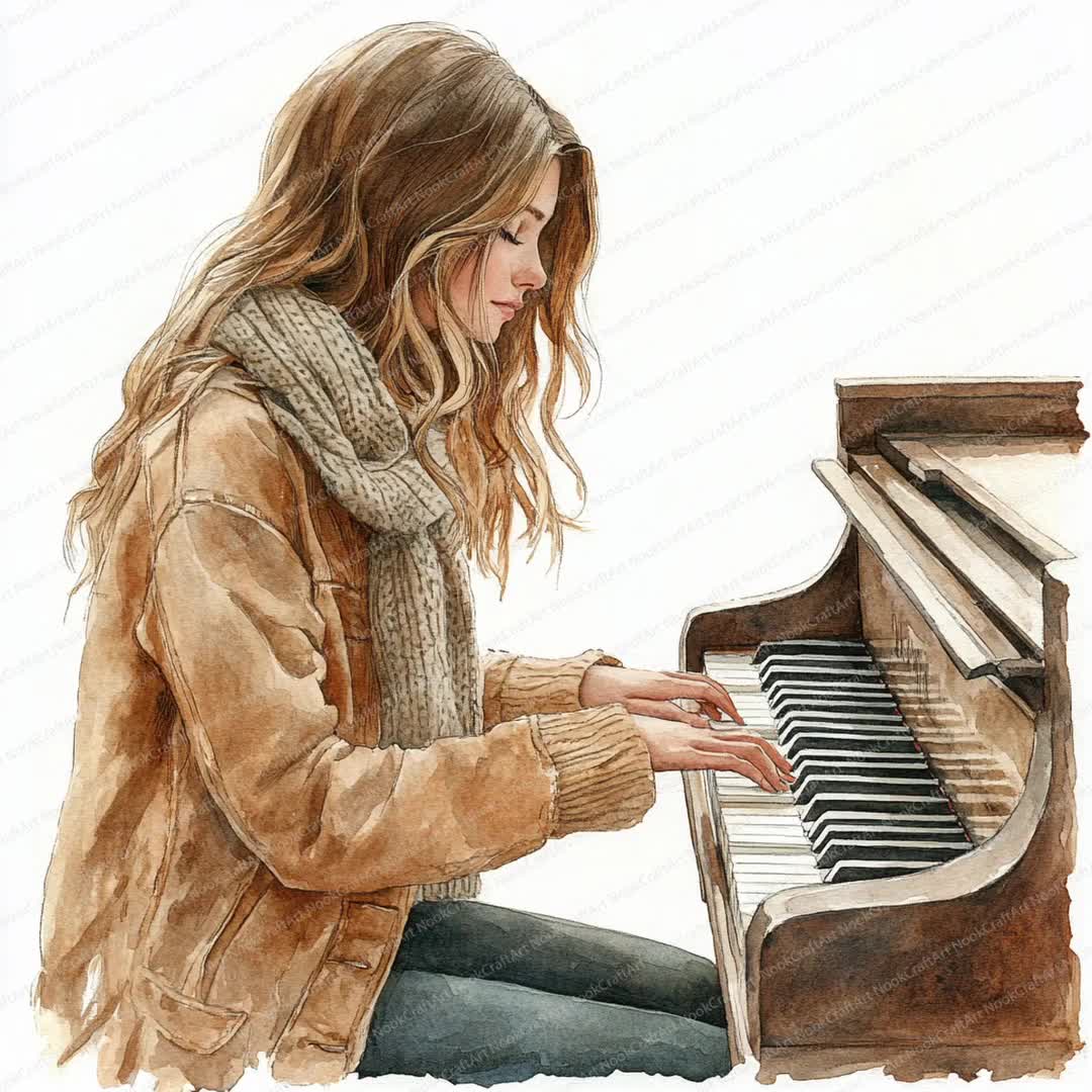 ピアノを弾く女の子のクリップアート16選 | クリエイター向け音楽
