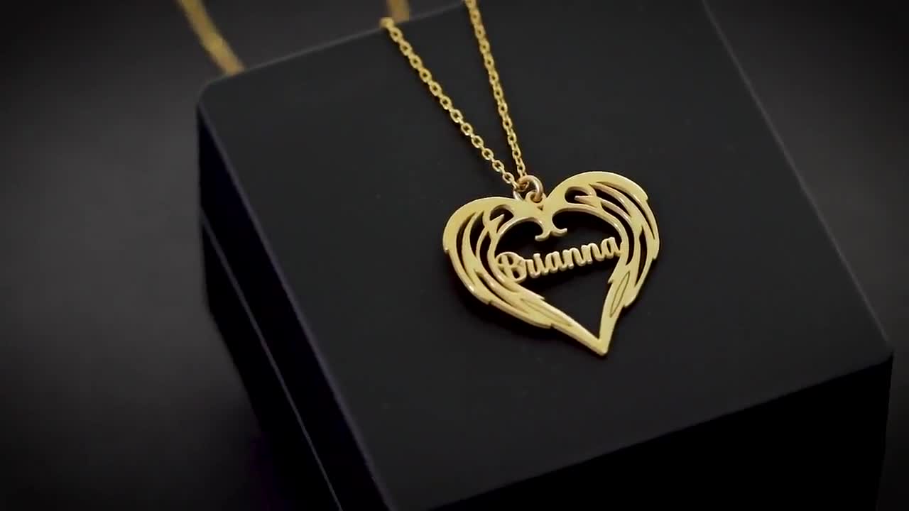 Personalized Name Necklace,Personalized Angel Wing Name Necklace, Name Birthstone Necklace, Guardian Angel, Gift For Women,Personalized Gift video poster