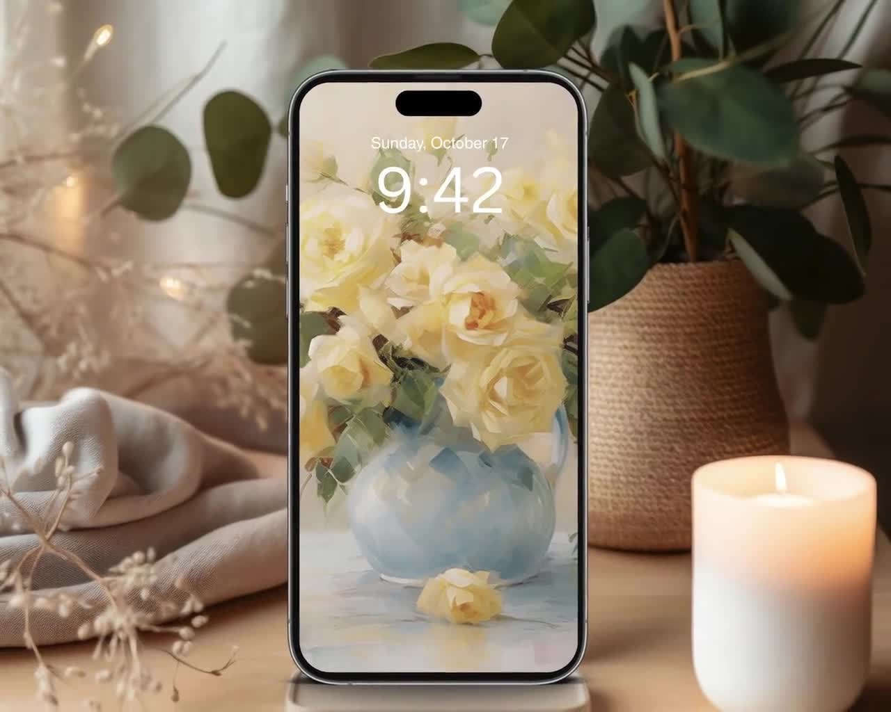 黄色いバラのスマホ壁紙、夢のような花柄のiPhone壁紙、Samsung Galaxy
