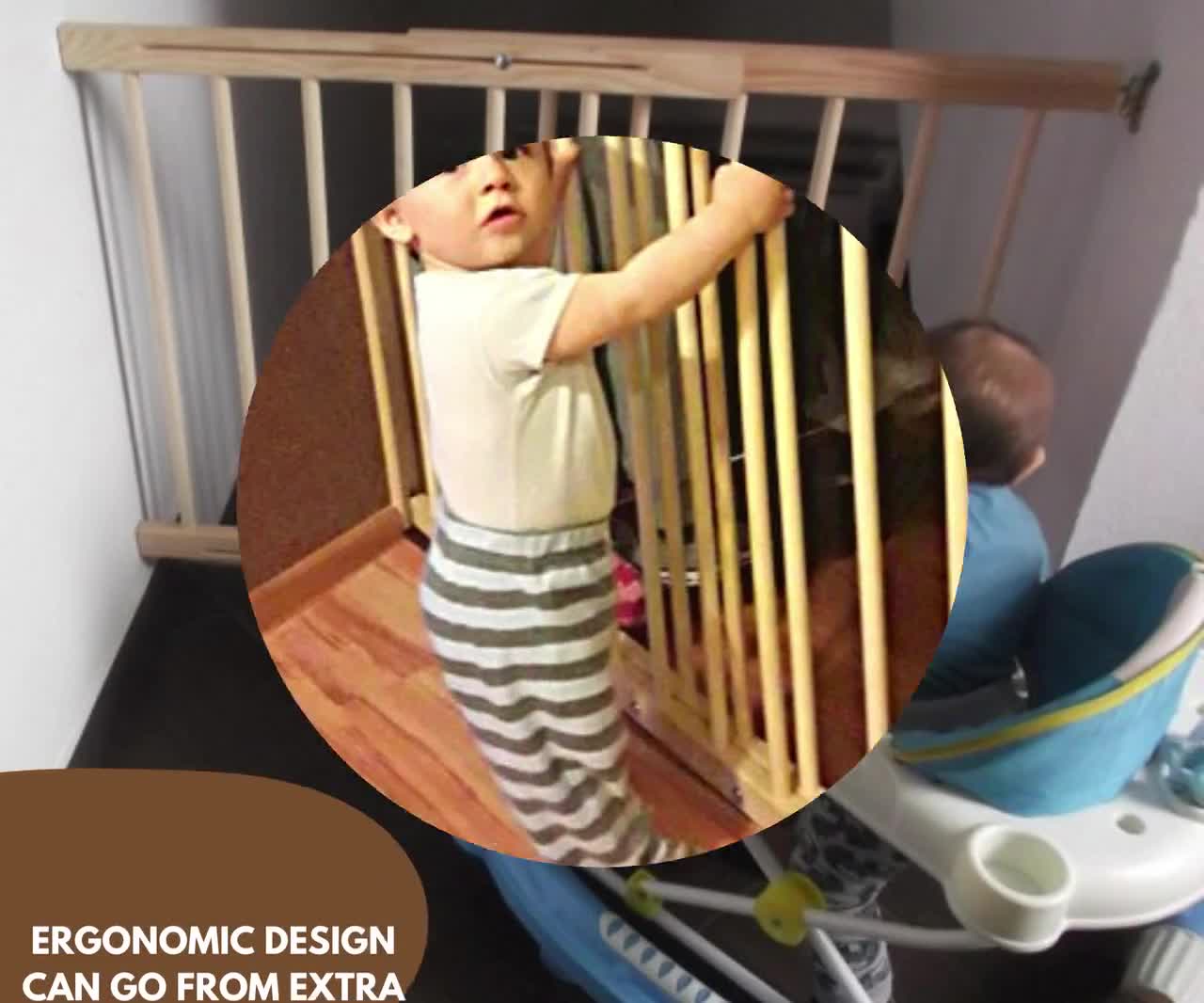 Barrière de sécurité en bois polyvalente pour bébé extensible 28,3 '' 48 ''  72-122 cm Barrières d'escalier en bois sécurisées pour bébé -  France