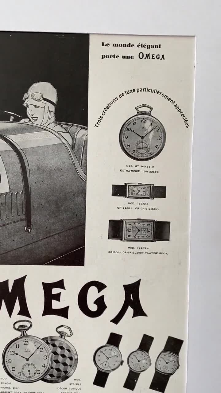 Original 1920s Vintage Omega Swiss Watch Ad Print: Authentic