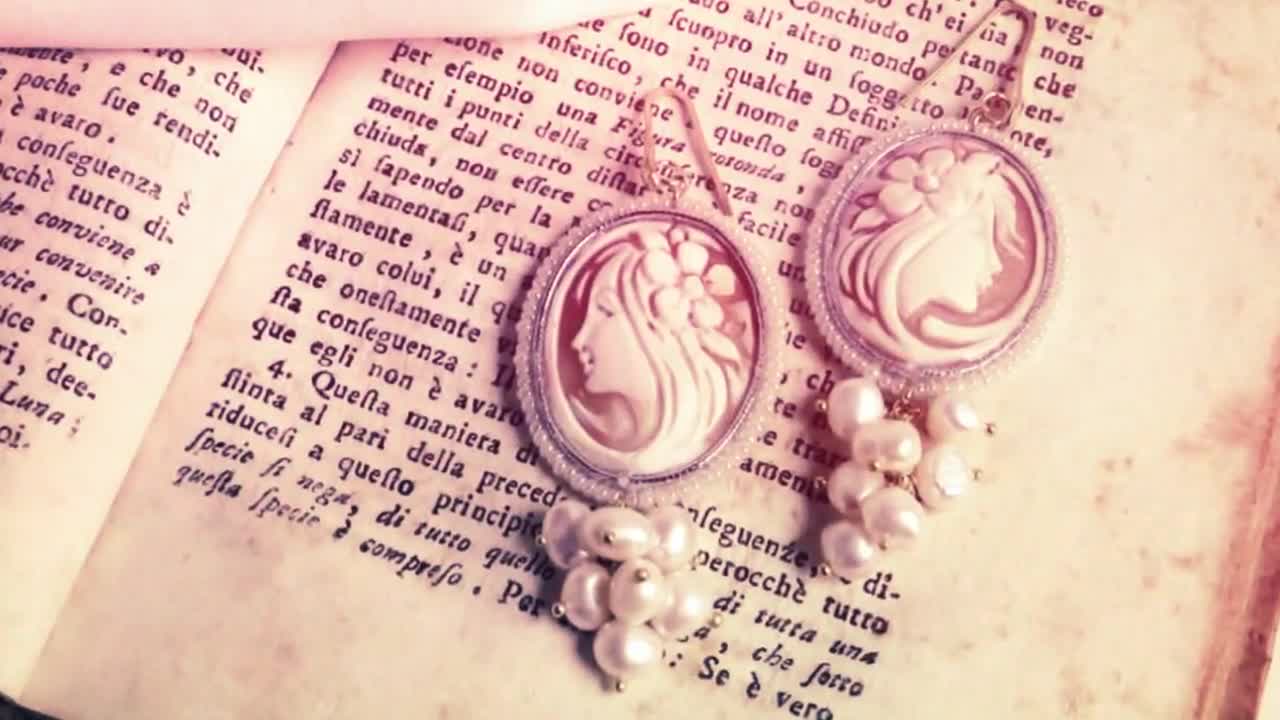 Shell Cameo Earrings with River Pearls